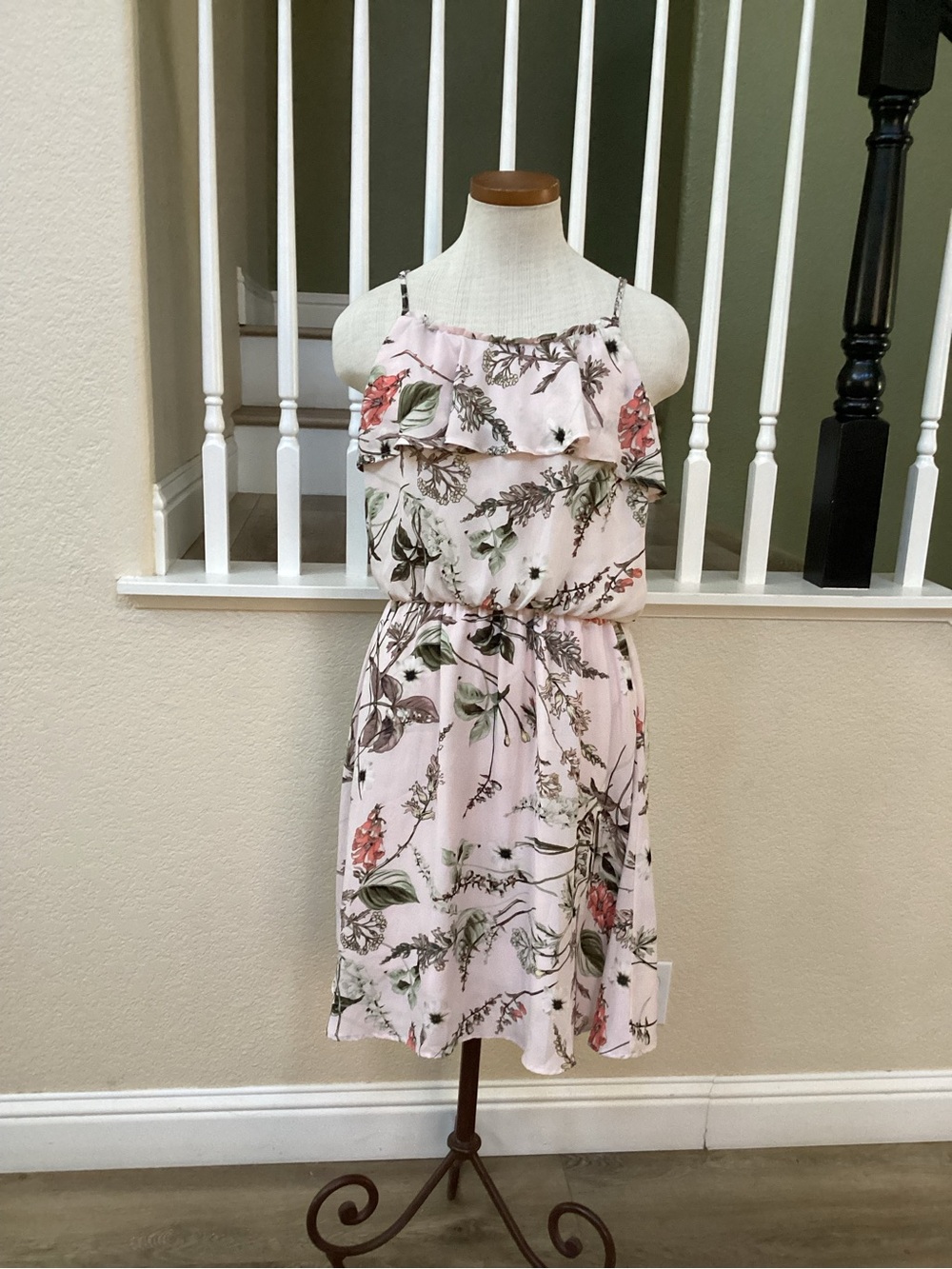 bobeau Pink Floral Ruffle Mini Dress
